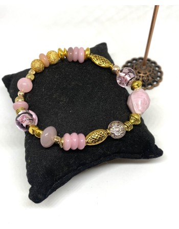 Bracelet Doré et Rose poudré